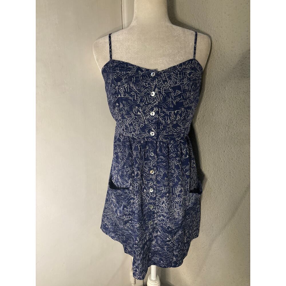 Forever 21 Blue/White Print Mini Dress M Casual Boho Classic Preppy Minimalist